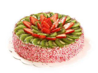 Image showing strawberry and kiwi cake