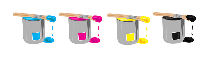 Image showing CMYK paint buckets