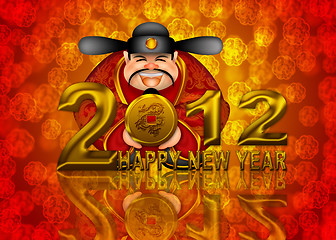 Image showing 2012 Happy New Year Chinese Money God Illustration