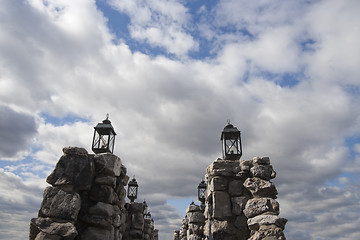 Image showing Stone Wall and Lights