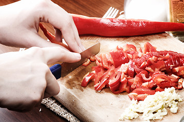 Image showing Chopping vegetables