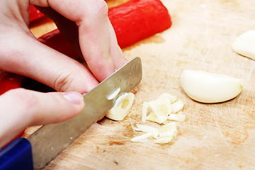 Image showing Chopping vegetables