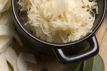 Image showing Fresh pickled cabbage - traditional polish sauerkraut