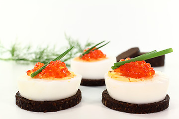 Image showing Canape with egg