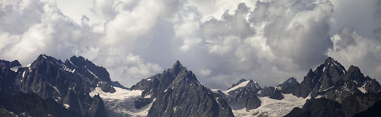 Image showing Panorama Caucasus Mountains in clouds