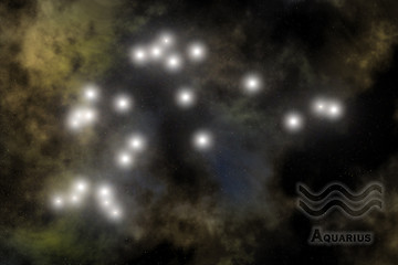 Image showing Zodiac constellation - Aquarius. Stars on the Nebula like background