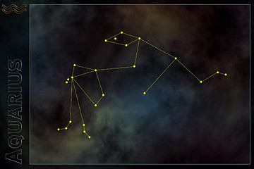Image showing Zodiac constellation - Aquarius. Stars on the Nebula like background