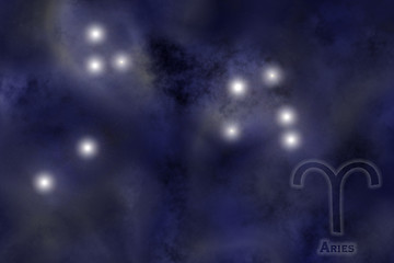 Image showing Zodiac constellation - Aries. Stars on the Nebula like background