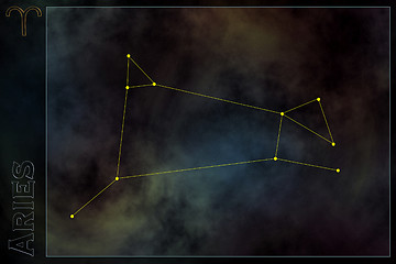 Image showing Zodiac constellation - Aries. Stars on the Nebula like background