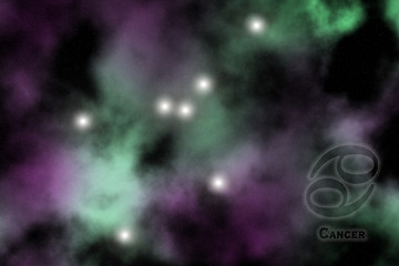 Image showing Zodiac constellation - Cancer. Stars on the Nebula like background