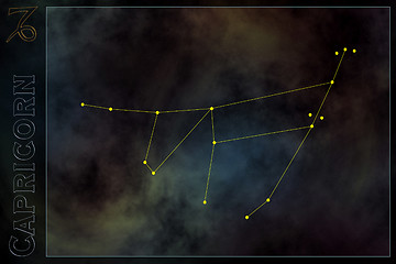 Image showing Zodiac constellation - Capricorn. Stars on the Nebula like background