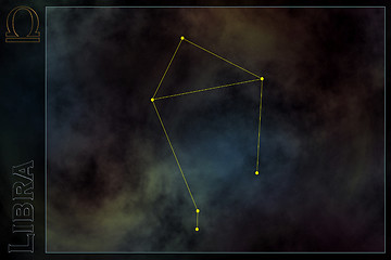 Image showing Zodiac constellation - Libra. Stars on the Nebula like background