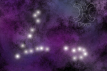 Image showing Zodiac constellation - Pisces. Stars on the Nebula like background