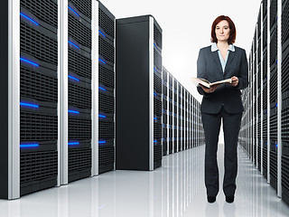 Image showing virtual server 3d and woman