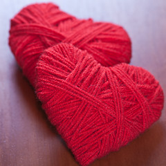 Image showing two red thread hearts 