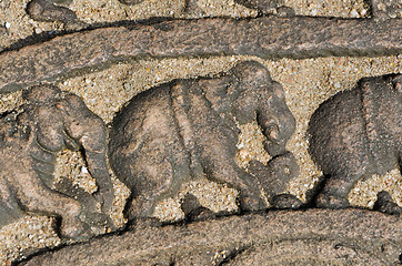 Image showing elephants on the lunar rock of ancient Vatadage