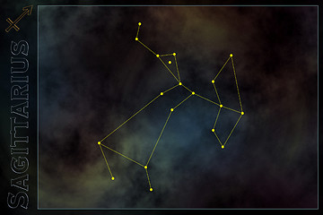 Image showing Zodiac constellation - Sagittarius. Stars on the Nebula like background
