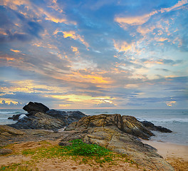 Image showing ocean shore at sunset