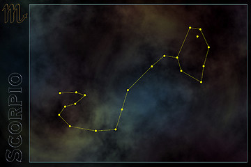 Image showing Zodiac constellation - Scorpion. Stars on the Nebula like background