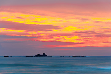 Image showing ocean shore at sunset