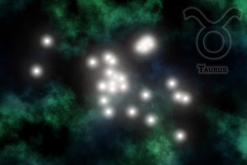 Image showing Zodiac constellation - Taurus. Stars on the Nebula like background