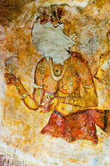 Image showing ancient frescos on mount Sigiriya, Sri Lanka ( Ceylon ).