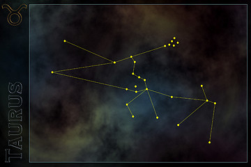 Image showing Zodiac constellation - Taurus. Stars on the Nebula like background