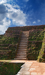 Image showing steps and the ruins of the royal palace and the park of Sigiriya