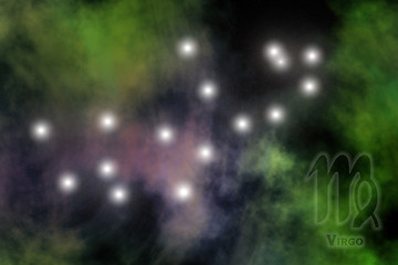 Image showing Zodiac constellation - Virgo. Stars on the Nebula like background