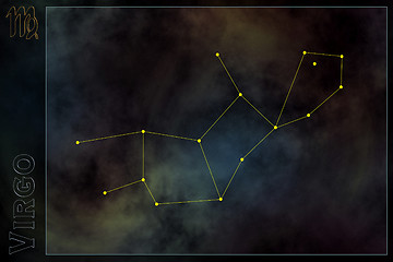 Image showing Zodiac constellation - Virgo. Stars on the Nebula like background