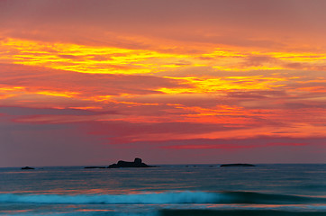 Image showing ocean shore at sunset