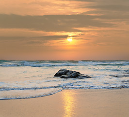 Image showing ocean shore at sunset