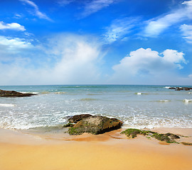 Image showing stones in the waves on ocean coast