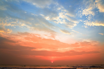 Image showing ocean shore at sunset