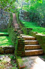Image showing steps and the ruins of the royal palace and the park of Sigiriya