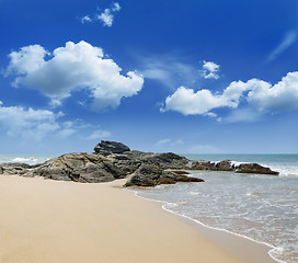 Image showing stones in the waves on ocean coast