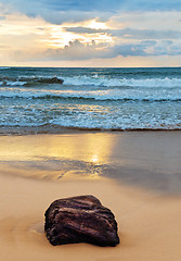 Image showing ocean shore at sunset