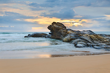 Image showing ocean shore at sunset