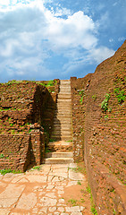 Image showing steps and the ruins of the royal palace and the park of Sigiriya