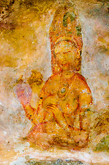 Image showing ancient frescos on mount Sigiriya, Sri Lanka ( Ceylon ).