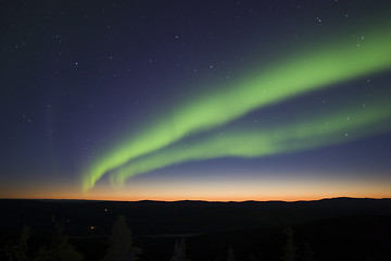 Image showing Twilight and northern lights