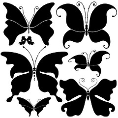 Image showing Set black butterflies