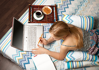 Image showing woman in bed with laptop