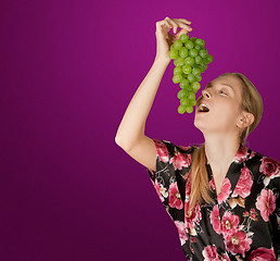 Image showing woman with grapes