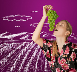 Image showing woman with grapes