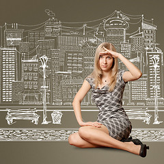 Image showing young businesswoman looking forward