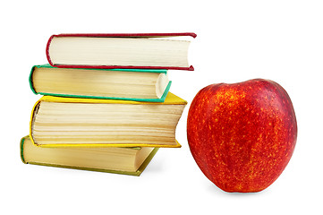 Image showing Books with red apple