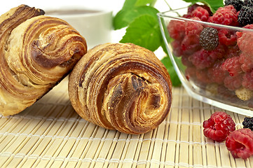 Image showing Croissants with berries