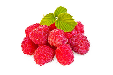 Image showing Raspberries with leaf