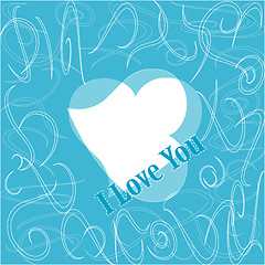 Image showing I love you. Romantic valentines blue pattern